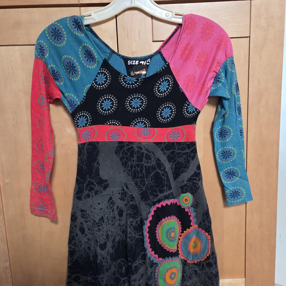 Desigual Teal Dress with Red and Green Accents